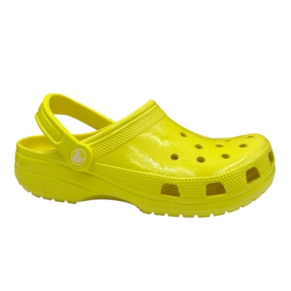 Crocs Mens Classic Slip-on Clogs Size 5 Neon Yellow Glossy Flexible Comfort‎ main image 10